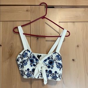 Cropped embroidered tank